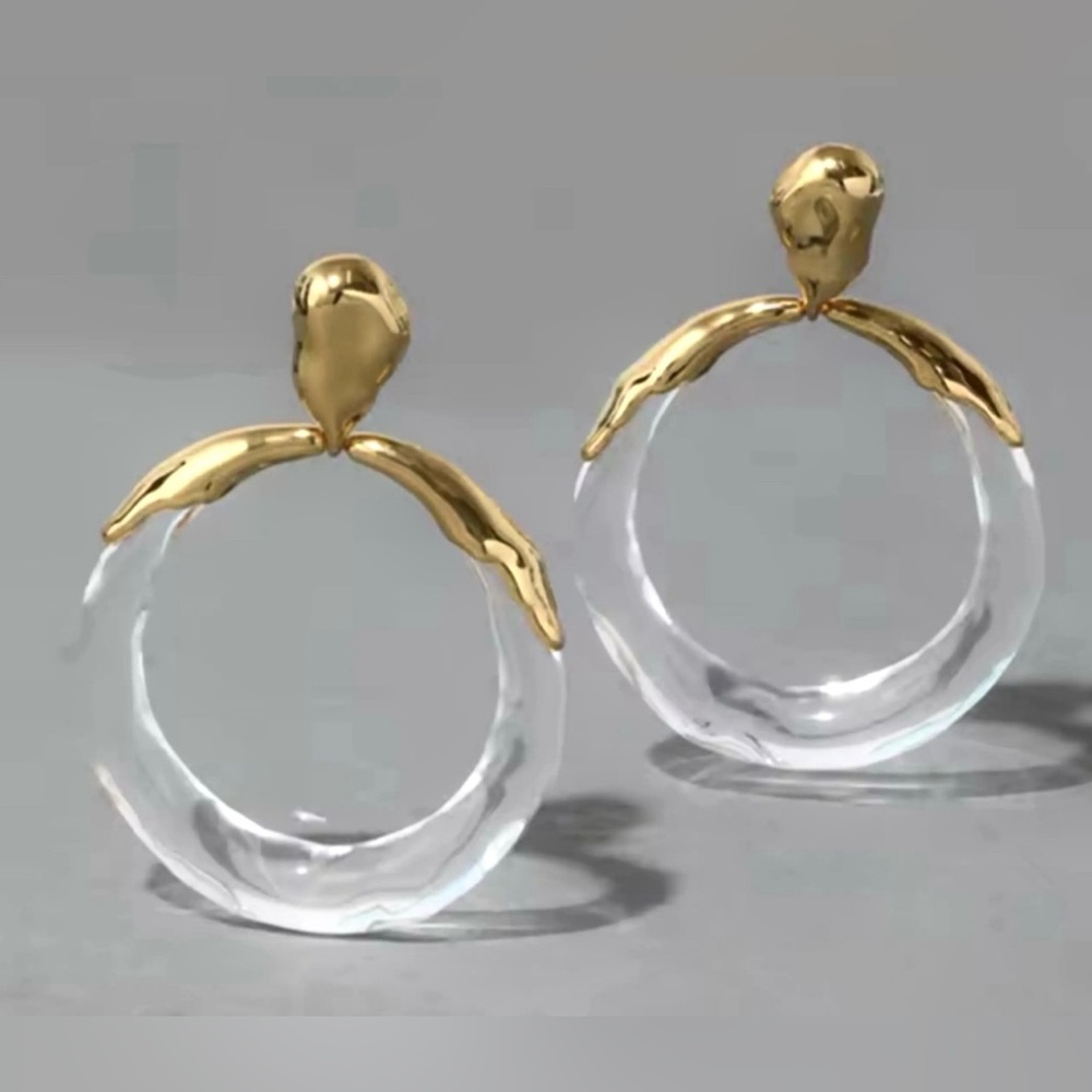 Alexis Bittar Lucite Hoop Earrings with Gold Accents
